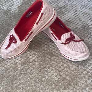 Skechers Women's  Red and white Striped Loafers